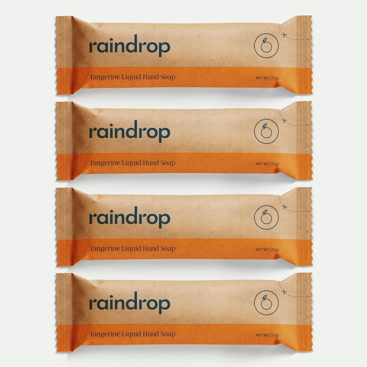 Raindrop Zero Plastic Soap Refills 4x 300ml | Use In Any Liquid Dispenser | Easy To Use, Smaller To Store | Tangerine
