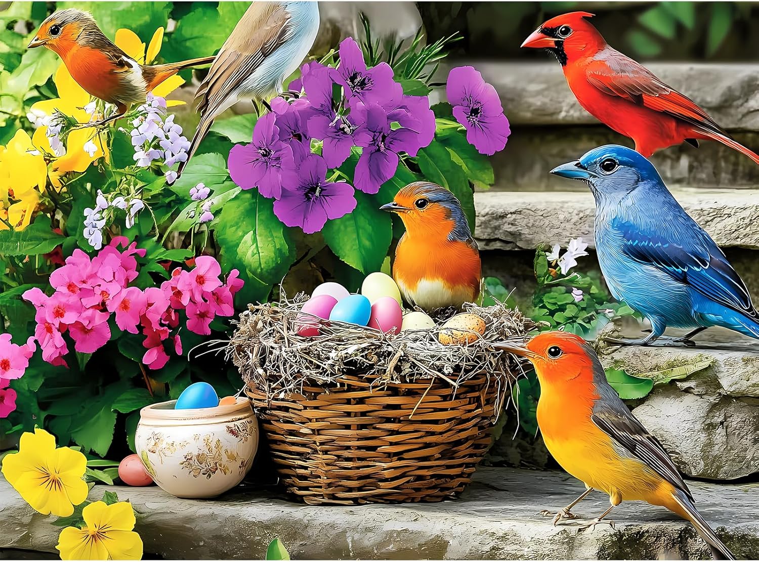 300 Piece Puzzle for Adults, Colorful Birds Jigsaw Puzzle, Colorful Hummingbird Puzzles, Bird Lover Challenging Puzzles for Friends Family Activity Game Nights Gifts, 20.5x15 in