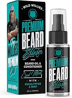 Wild Willies Premium Beard Oil & Conditioner Natural, Organic Ingredients Promote Fast Beard Growth, Removes Itch & Dandruff - Deep Softener Treatment Restores Moisture - 2 Oz, Cool Mint Scent
