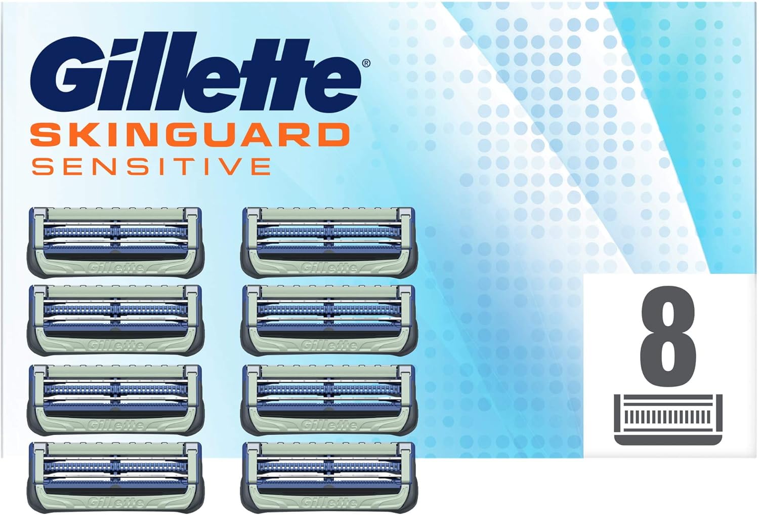 Gillette Skinguard Men's Blades, for Sensitive Skin, Pack of 8 Blades