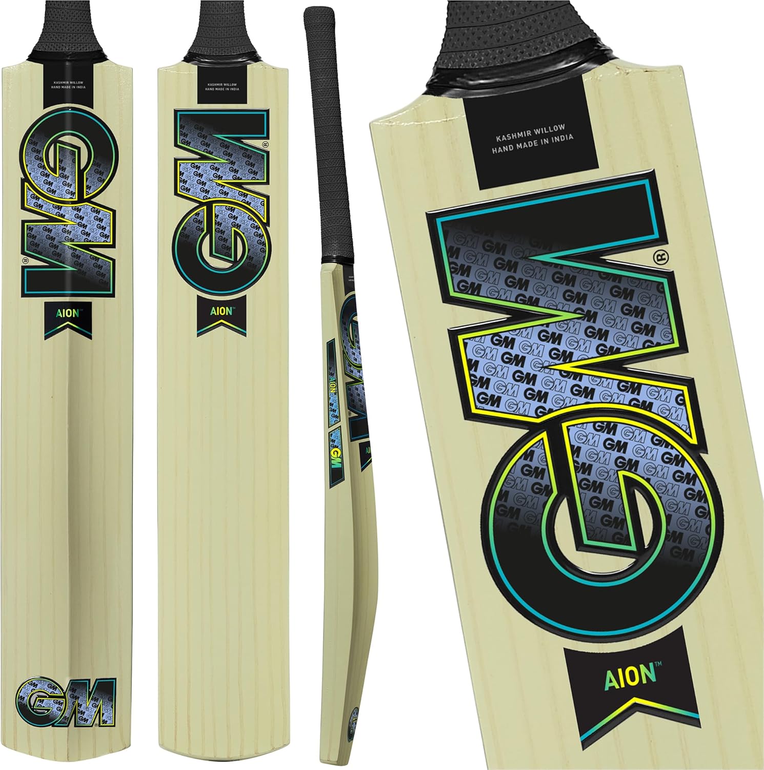 Gunn & Moore GM Cricket Bat | Aion | Beginner Grade 1 Kashmir Willow | Control Grip | Sizes Opener to Full Size