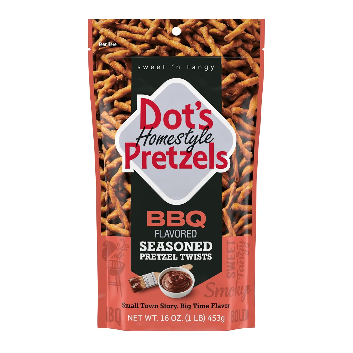 Dot's Pretzels BBQ Seasoned Pretzel Twist Snack, 16oz Grocery Sized Bag