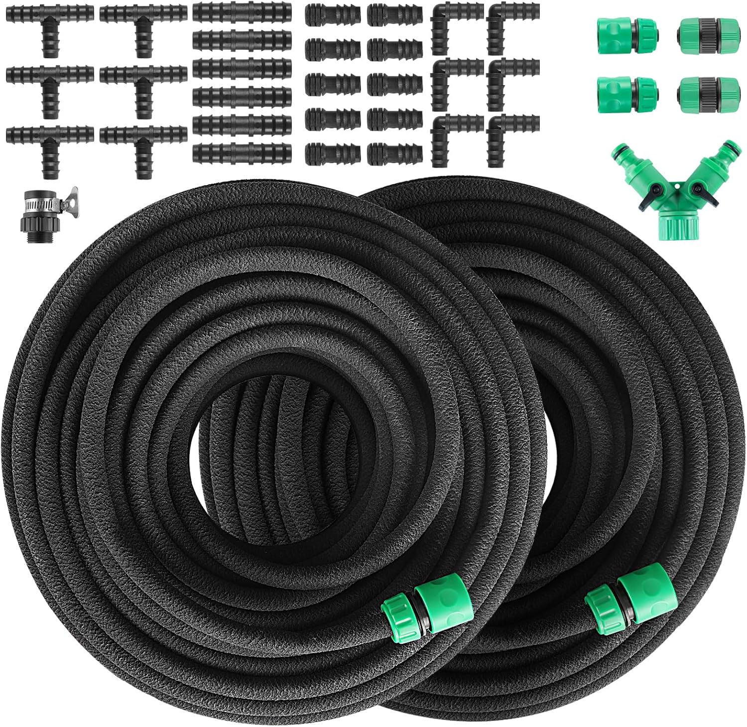 Drip Hose Set, Soaker Hose Set, Porous Pipe Leaky Pipe, Garden Hose for Watering, Gardens, Lawn, Patios, Black (100M)