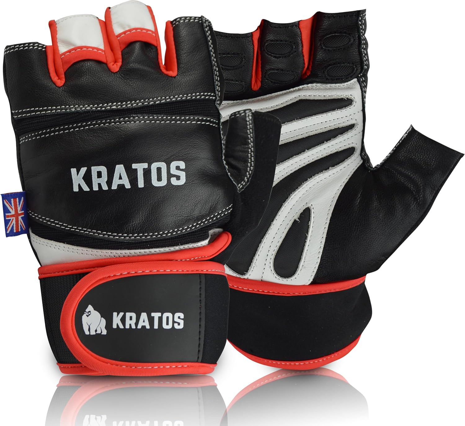 Kratos Weight Lifting Gloves Men & Women - Anti Slip Padded Gym Gloves with Wrist Support - Breathable & Durable Leather Workout Gloves for Exercise, Weight Training, Calisthenic & Crossfit Training