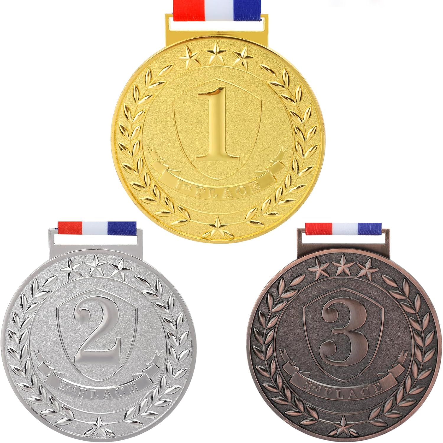 Abaokai 1st, 2nd, 3rd Award Medals - 3 Inches Olympic Style Winner Medals Gold Silver Bronze Prizes for Competitions, Party