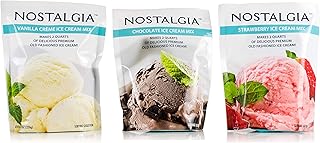 Nostalgia Ice Cream Mix. Vanilla, Chocolate and Strawberry. Each Pocket of 8 Oz Makes 2 Quarts of Delicious Premium Old Fashioned Ice Cream!