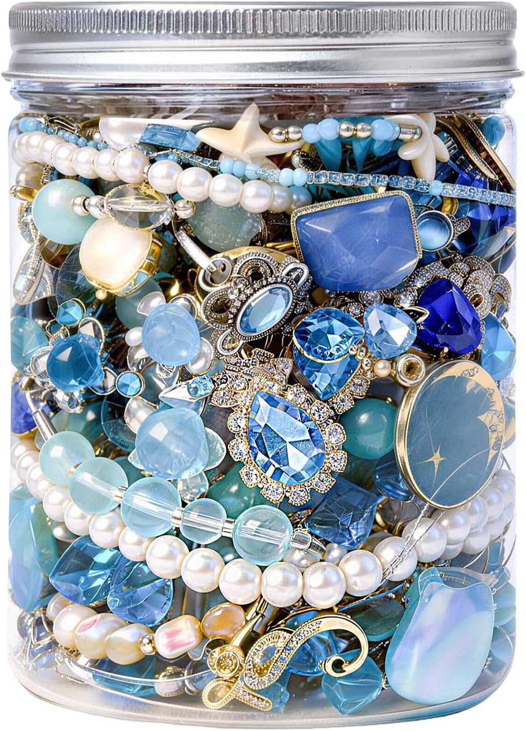 SMUOBT Mystery Jewelry Jar Bundle - 40-45 Piece Surprise Jewelry Box for Women,Gift Set (Necklace, Earrings, Rings,Kracelet,Keychain, Hair Clip) - Unique Birthday Gift for Her,