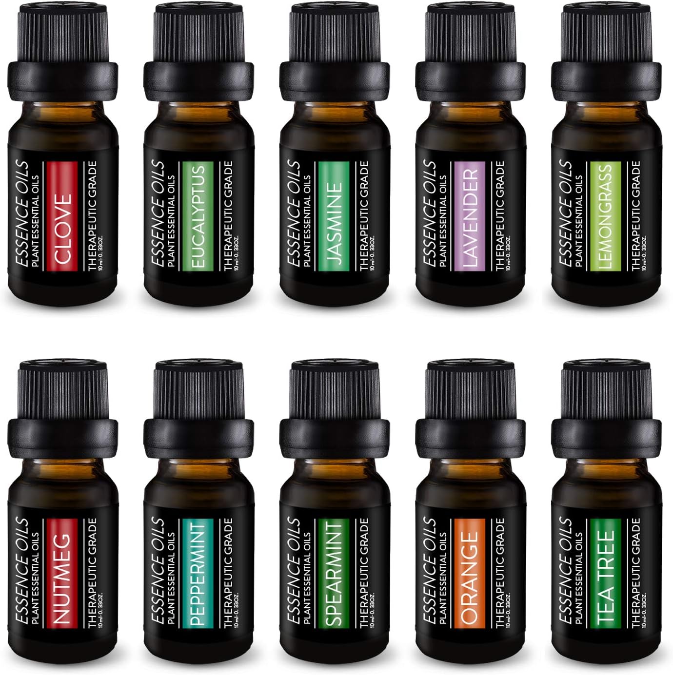 Pure Daily Care Aromatherapy Top 10 Essential Oil Set – Therapeutic Grade Single Ingredient Oils – Uplift Mind, Body and Spirit – 10 x 10 Ml Bottles – No Fillers & No Additives