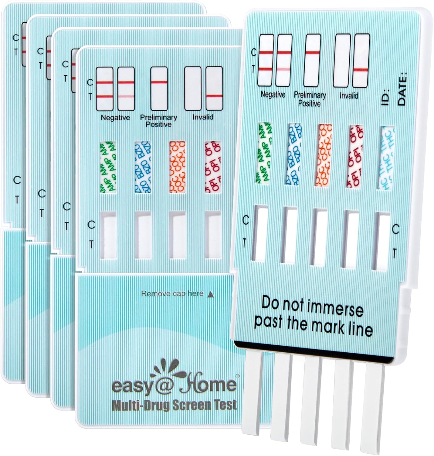 Easy@Home Multi-Drug Screen Test: Testing Amphetamine Oxazepam Cocaine Morphine Cannabinoids Home Urine Drug Testing Kits - #EDOAP-754 (5 Pack)