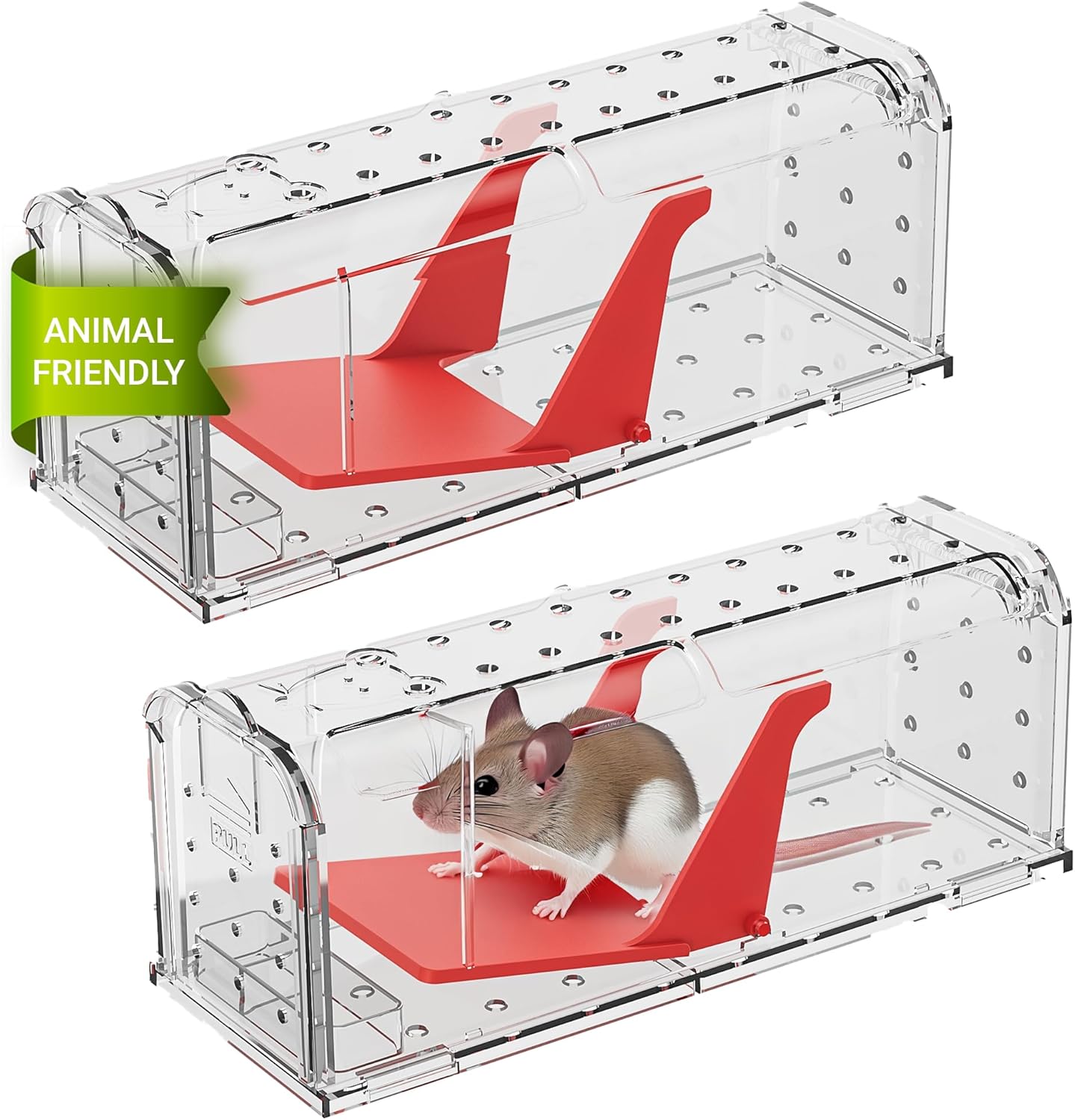 ROSHIELD 2 X Humane MOUSE Traps for Indoors and Outdoors, Duty Pest Trap for Catch Alive. Pets and Children Friendly. Reusable Rodent Mice Trap. Quick, Effective and Highly Sensitive Catcher
