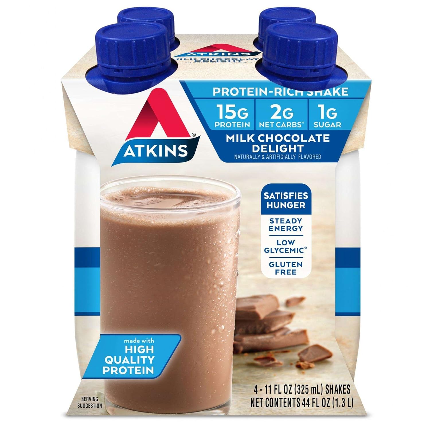 ATKINS Advantage Milk Chocolate Delight Shake 11 OZ (325 ml) (Pack of 12)