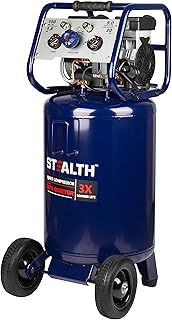 Stealth 20 Gallon Ultra Quiet Air Compressor,1.8 HP Oil-Free Peak 150 PSI 68 Decibel Air Compressor,5.5 CFM @ 40 PSI 5 CFM @ 90 PSI Silent Portable Long Life Electric Air Compressor W/Wheel for Garage