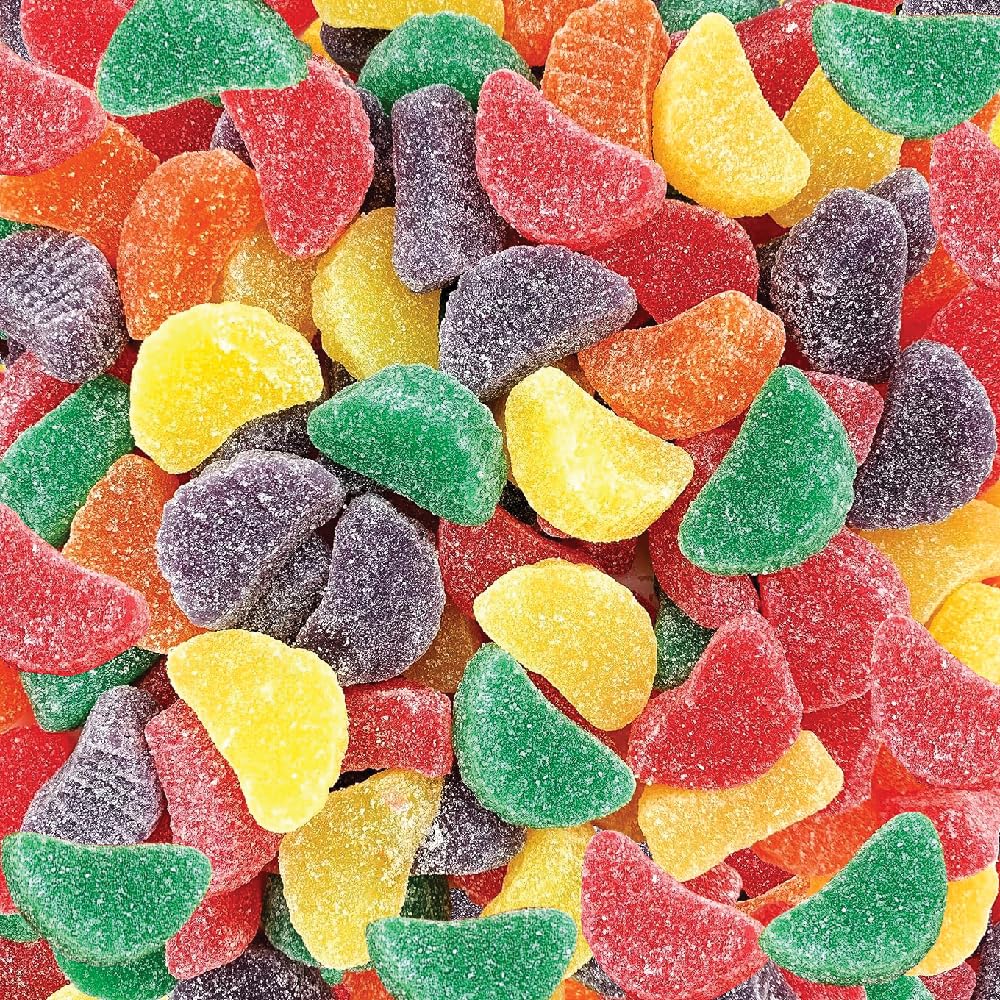 Fruit Slices - 2 Pound Bulk Pack (About 65 Count) - Assorted Jelly Candy - Unwrapped - Sugar-Dusted Old-Fashioned Sweets