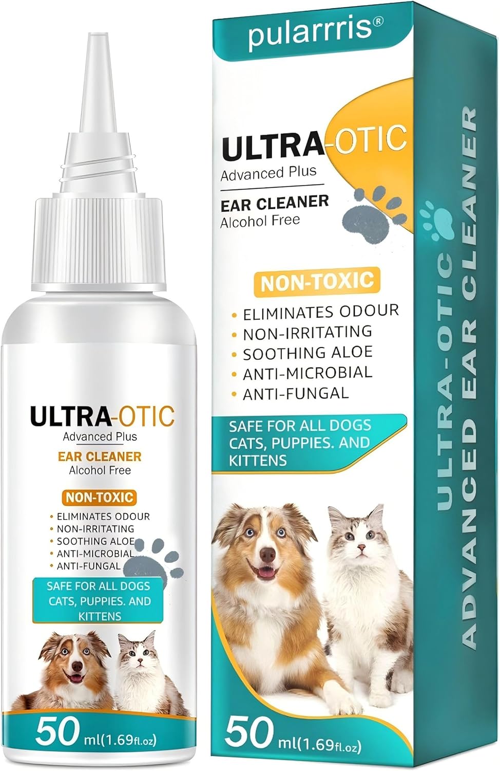 pularrris Ear Cleaner Ear Care for Dogs Cats provides relief for yeast infection-itching odours first aid antiseptic ear drops for Dogs Cats puppy