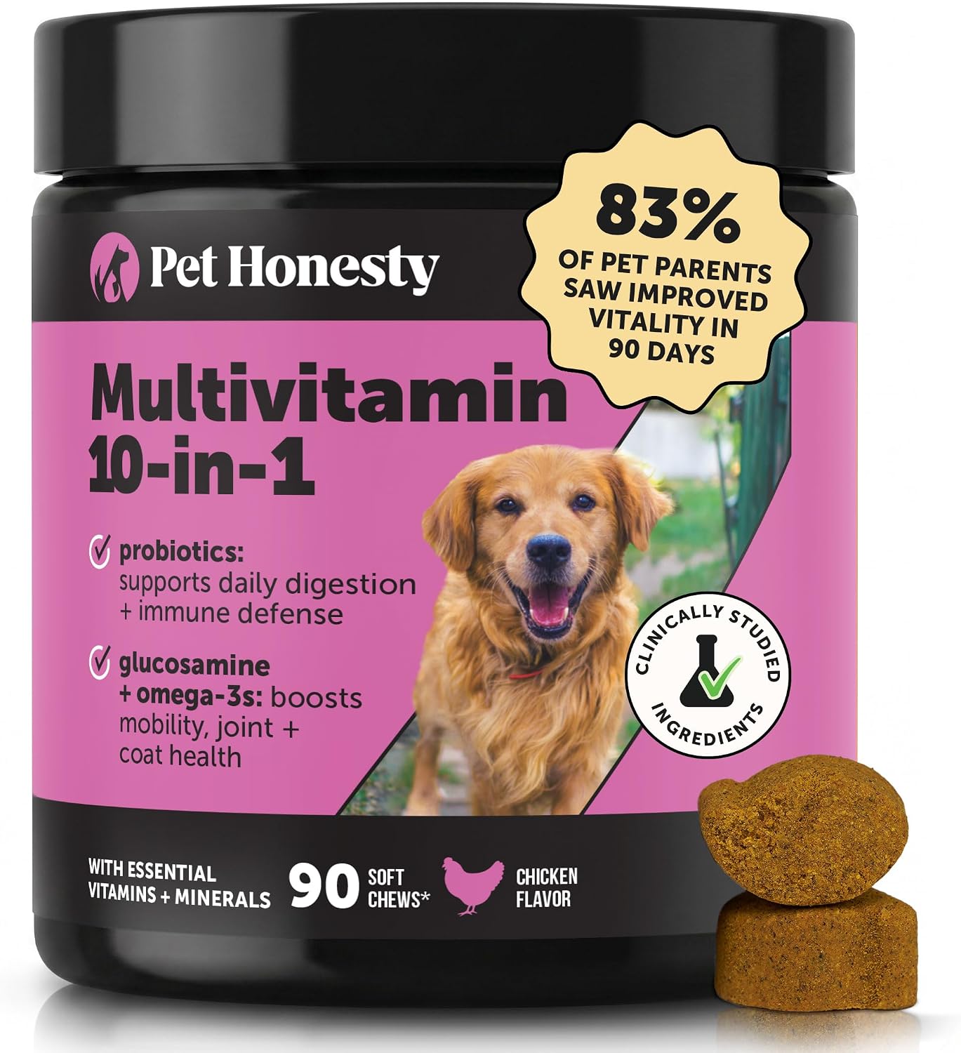 Pet Honesty Vet Recommended 10-in-1 Dog Multivitamin, 90 Ct, Chicken