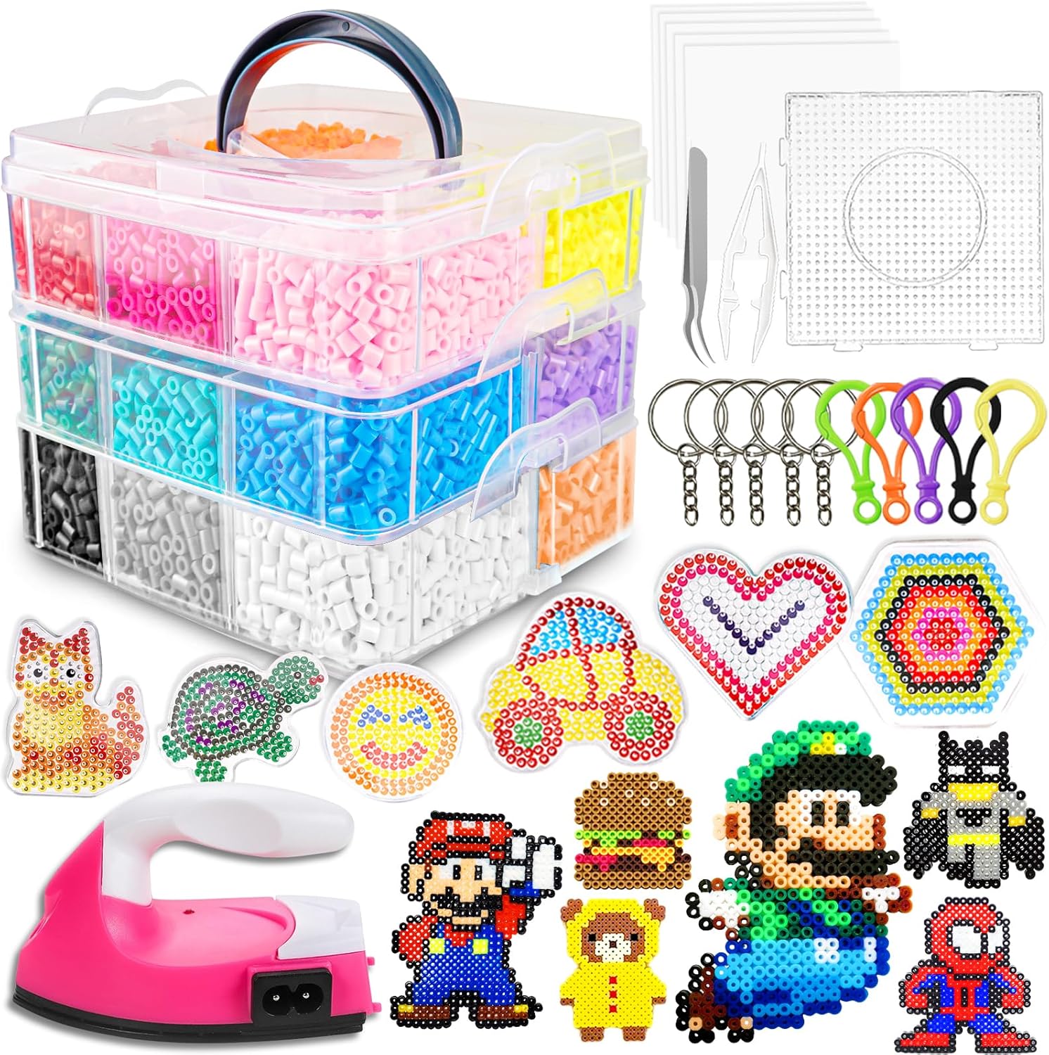 FUNZBO 12000 5mm Fuse Beads Kit Iron Set - Toys Gifts for Kids Crafts for Girls Ages 8-12, Arts and Crafts for Kids Ages 6-8, Gifts for Girls Boys Age 5 6 7 8 9 10 11 12 Year Old