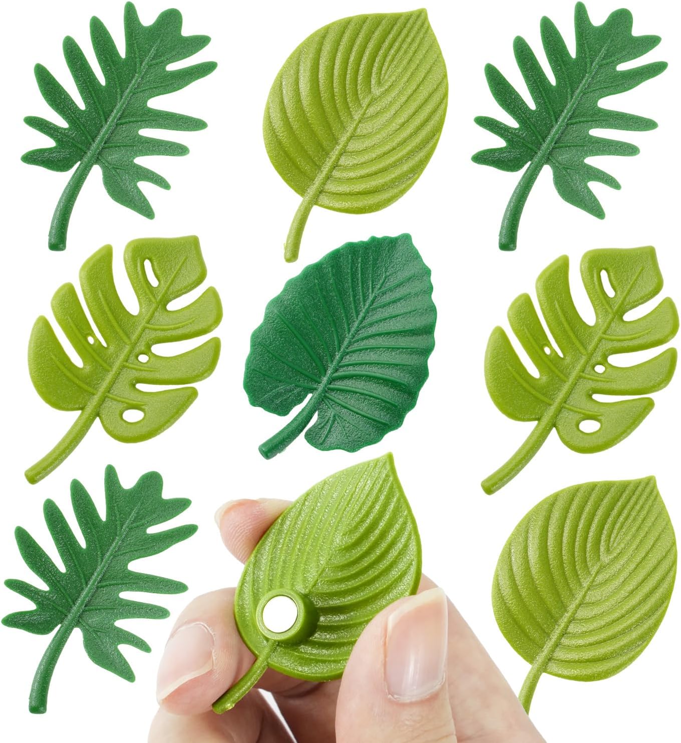 8 pcs Plant Fridge Magnets, Mini Tropical Leaves Refrigerator Magnets with Super Magnetism, 3D Cute Magnets for Locker Fridge Home Office Decor