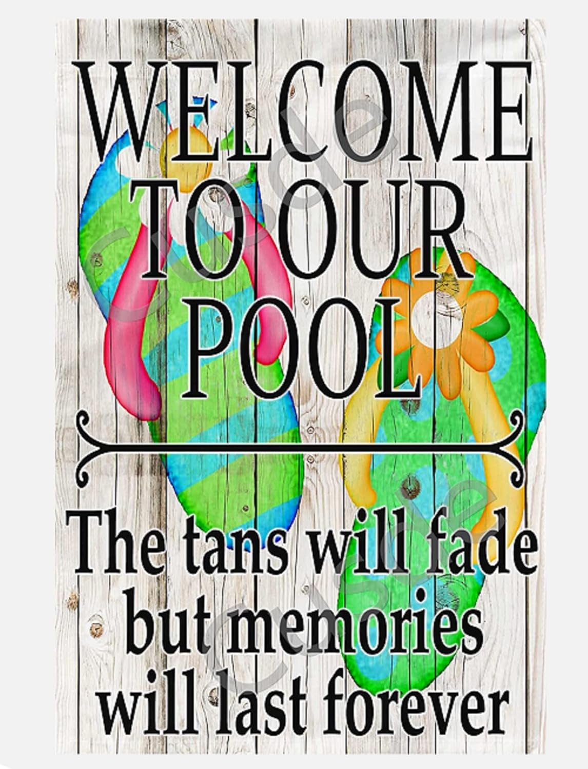 Cusde Welcome To Our Pool Metal Tin Sign The Tans Will Fade But Memories Will Last Forever Funny Decoration Wall Art Poster Plaques for Garden Pool Welcome Summer Yard Poolside 8x12 Inch
