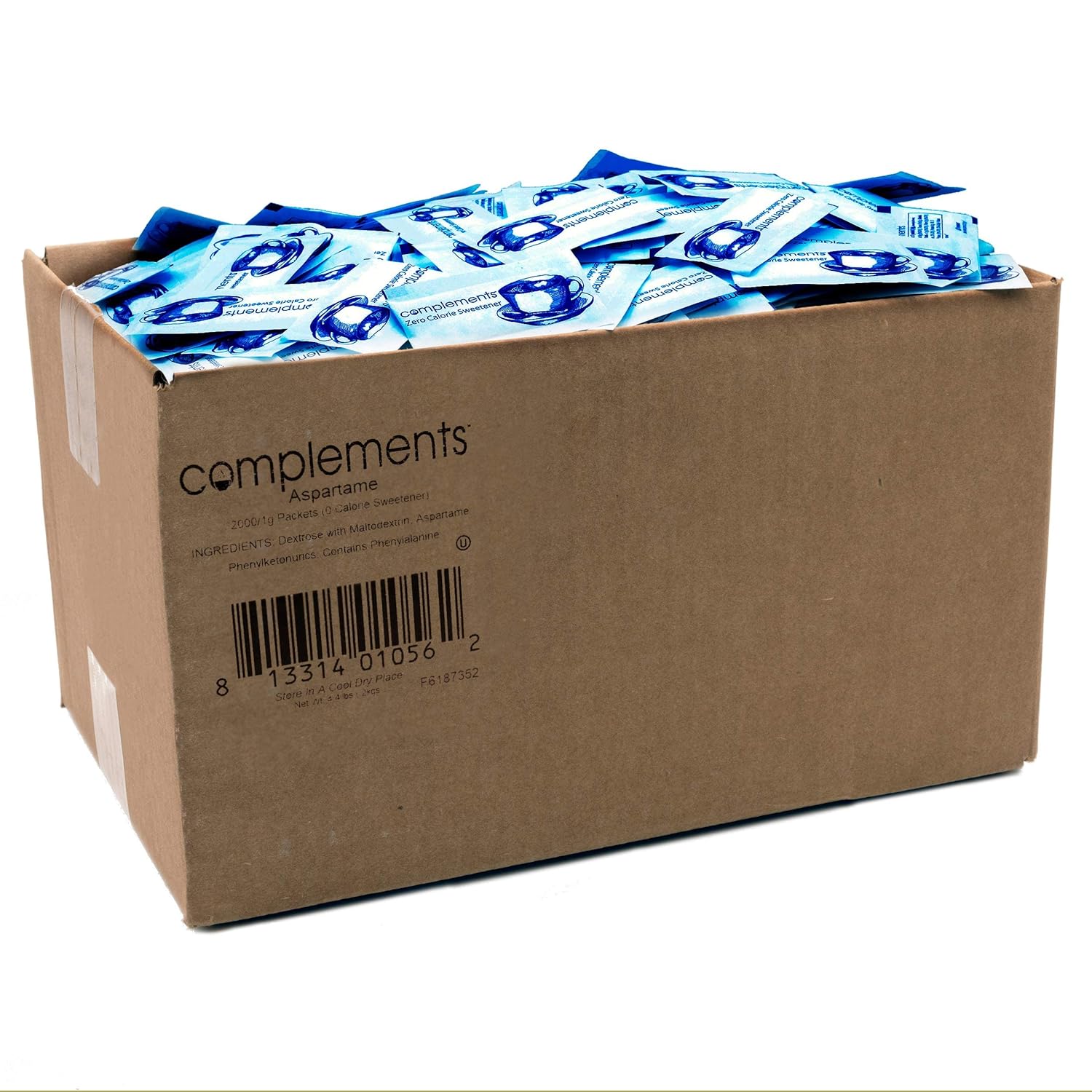 Complements Zero Calorie Aspartame Blue Sweetener Packets, 2000 Count