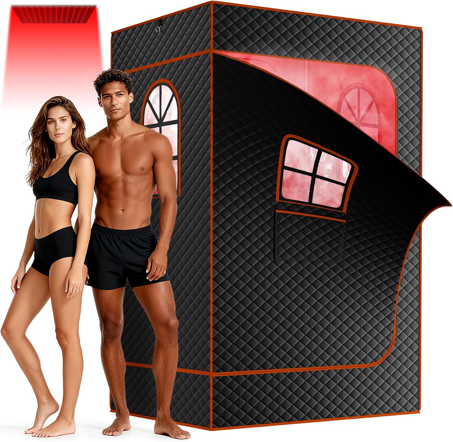 Portable Infrared Sauna for 2 Person - Home Personal Sauna Box with 2Pcs 2.6L 1000W Steamer for Detox, Relaxation & Stress Relief - Indoor Sauna Tent with Remote Control, 2 Folding Chair