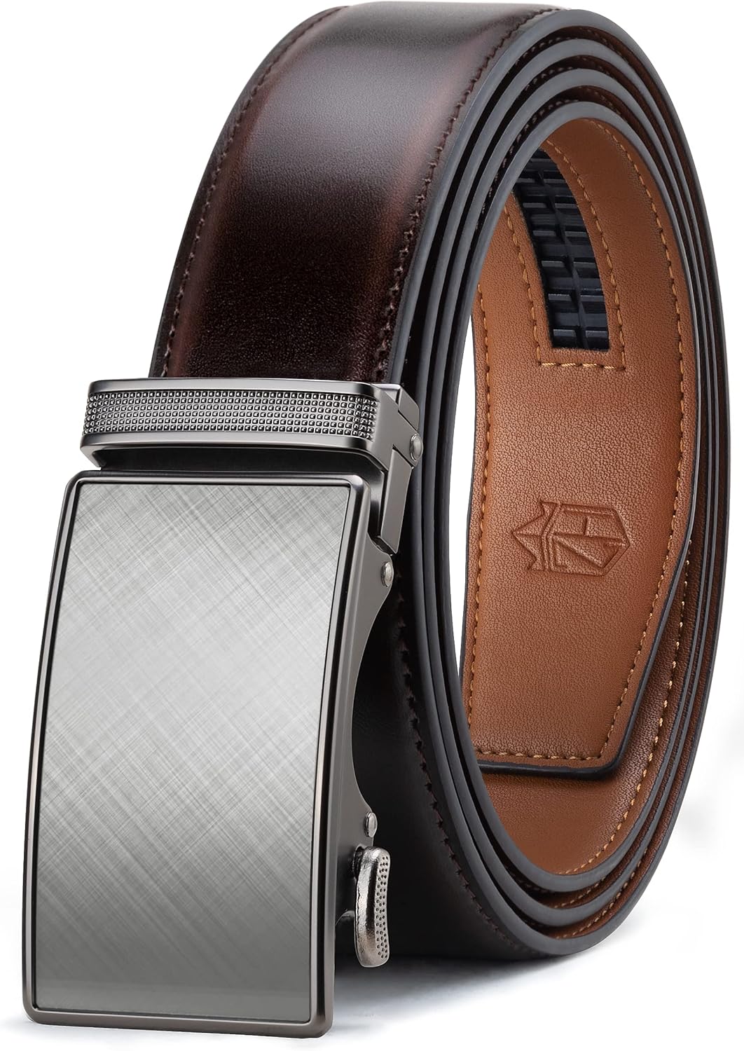Zitahli Belt Men, Ratchet Belt Dress with 1 3/8" Premium Leather,Slide Belt with Easier Adjustable Automatic Buckle
