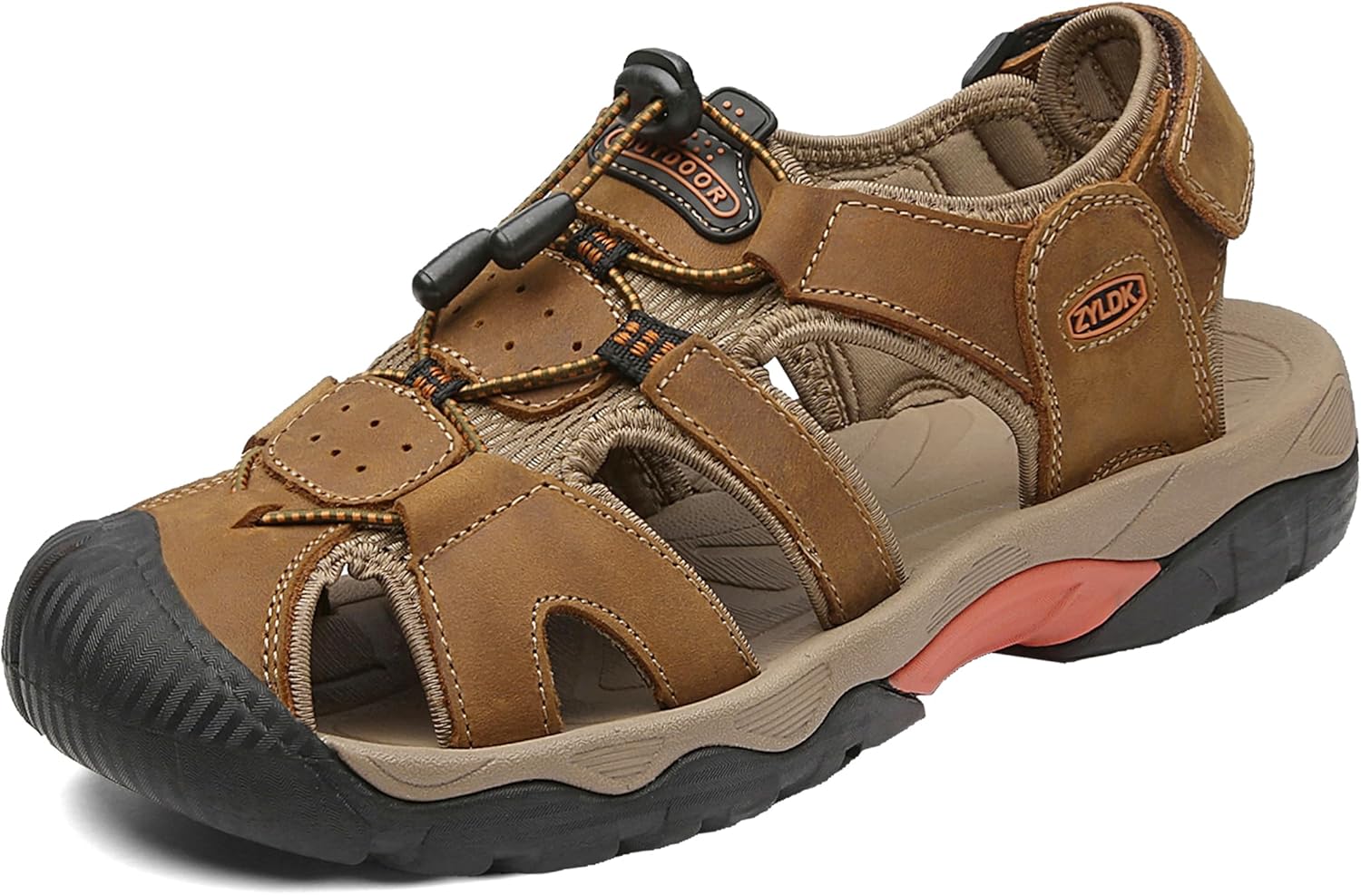 ZYLDK Sports Outdoor Sandals Summer Men's Beach Shoes Closed-Toe Shoes Leather Casual Trekking Walking Hiking Touch Close sandals for men