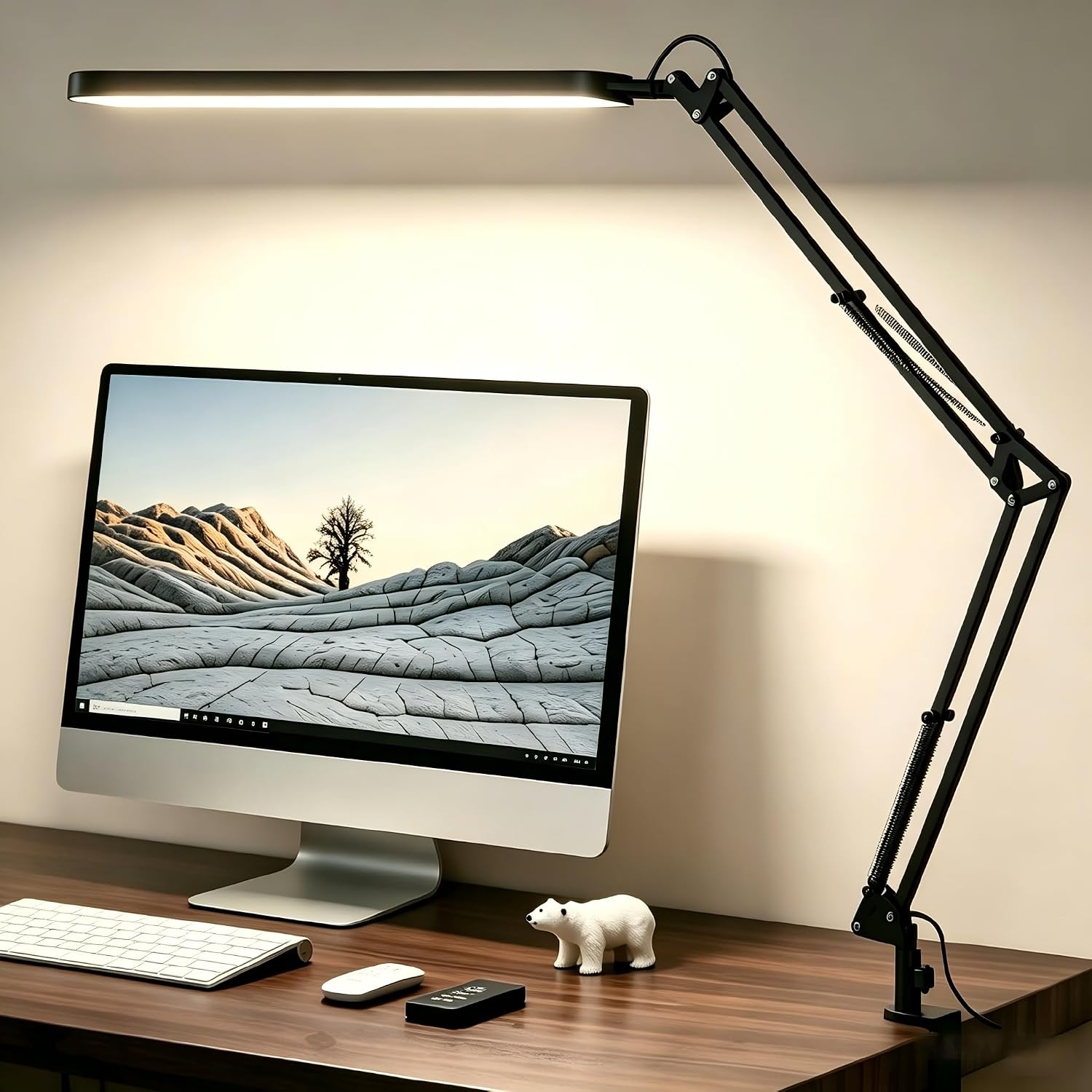 SKYLEO Desk Lamp - LED Desk Light - 5 Color Modes X 11 Brightness Levels - Adjustable Swing Arm - Timmer & Memory Function - 12W Study Lamp - Black