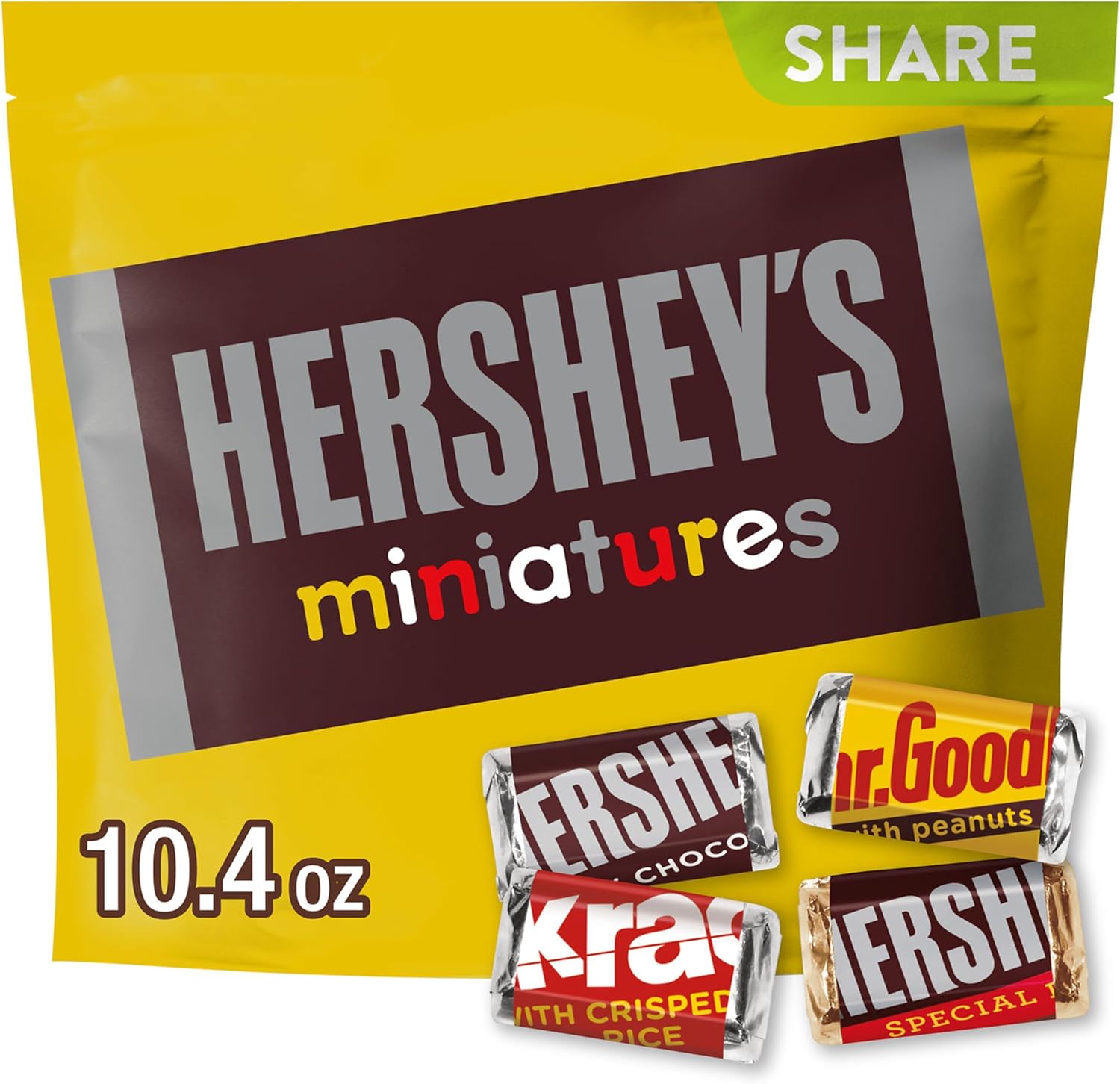 HERSHEY'S Miniatures Assorted Chocolate Candy Share Pack, 294g 10.4 oz