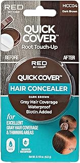 Red by Kiss Quick Cover Hair Concealer, Temporary Root Touch-Up, Broad Mass Gray Coverage, Lightweight & Waterproof, Biotin Infused (Dark Brown)