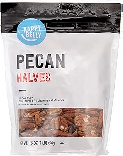 Amazon Brand - Happy Belly Pecan Halves, No Added Salt, 16 ounce (Pack of 1)