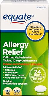 Equate - Allergy Cetirizine 10 Mg Tablets (compare To Zyrtec), 90-Count