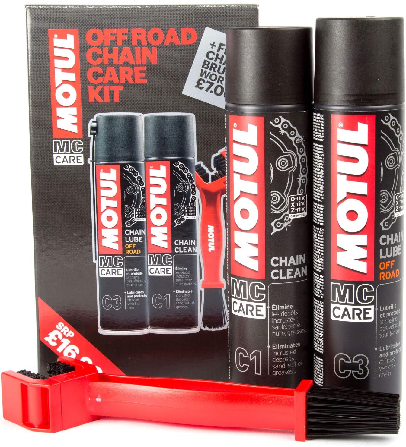 Motul Chain Care Cleaning/Cleaner Lube + Brush Kit For Off Road Motorcycles