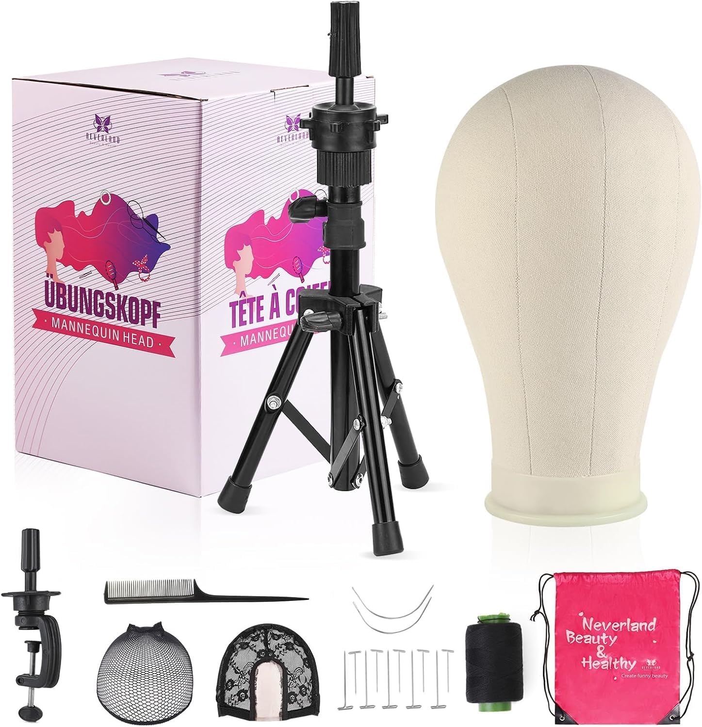 Neverland 23" Canvas Mannequin Head & Wig Head Stand