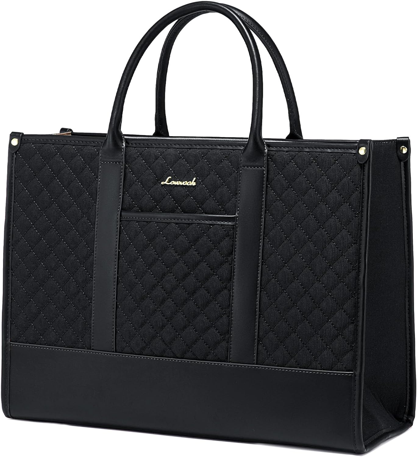LOVEVOOK Handbags for Women Laptop Bags 14 Inch, Ladies Tote Bag for Work Office Business School, Womens Shoulder Bag with Adjustable Straps Lightweight, Black
