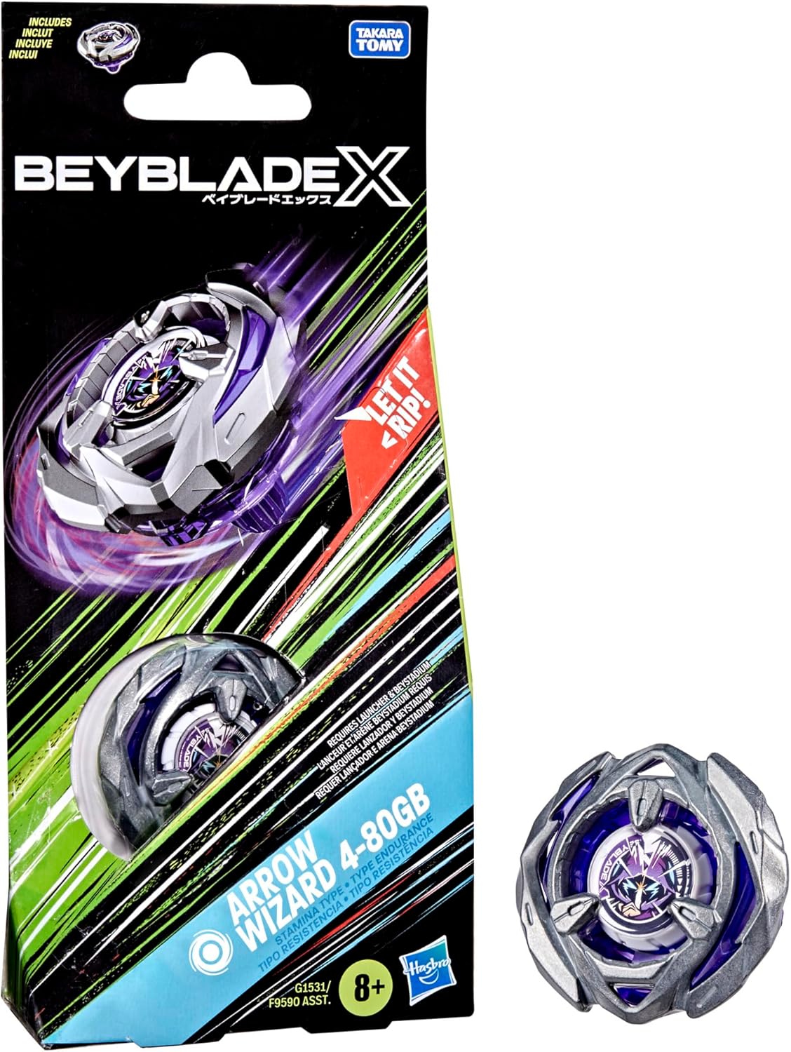 BEYBLADE X Arrow Wizard 4-80GB Booster Pack Set with Stamina Type Top; Authentic Takara Tomy Battle Tops Games/Toys for Boys and Girls 8+