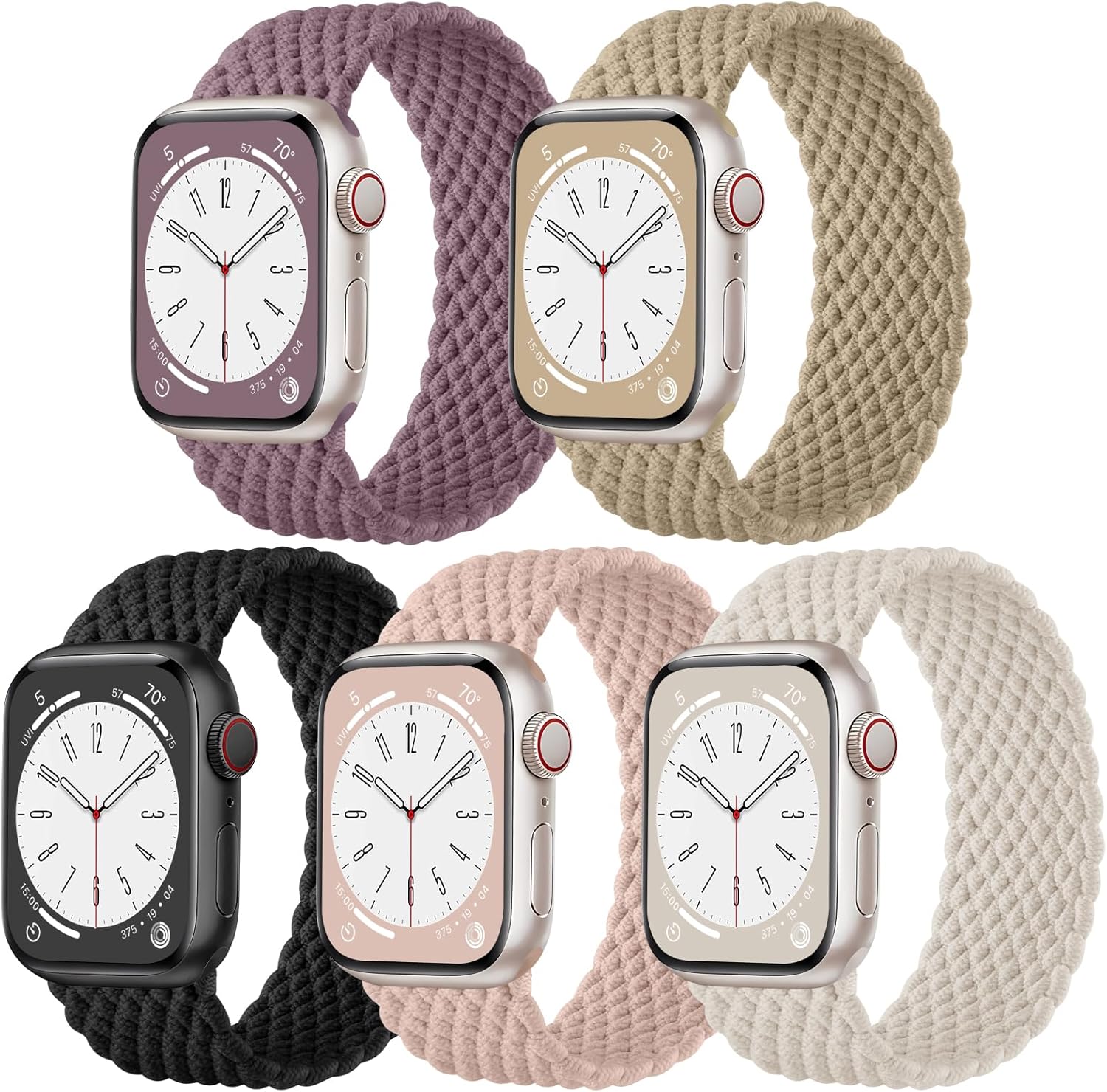 Zedoli 5 Pack Braided Solo Loop Compatible with Apple Watch Band 40mm 44mm 38mm 42mm 44mm 45mm 46mm 49mm for Women Men, Stretchy Nylon Sport Wristband Strap for iWatch Series 10 9 8 7 6 5 4 3 2 1 SE Ultra Ultra 2