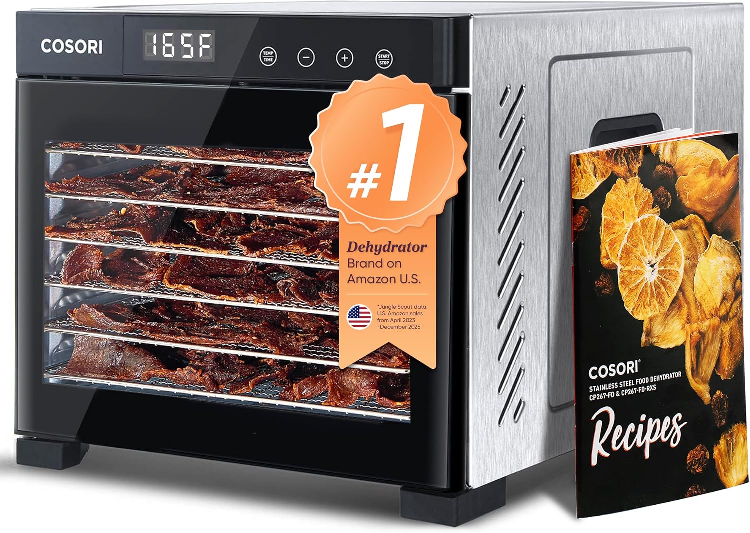 Cosori Food Dehydrator, 6 Stainless Steel Trays with 6.5 ft² Drying Space