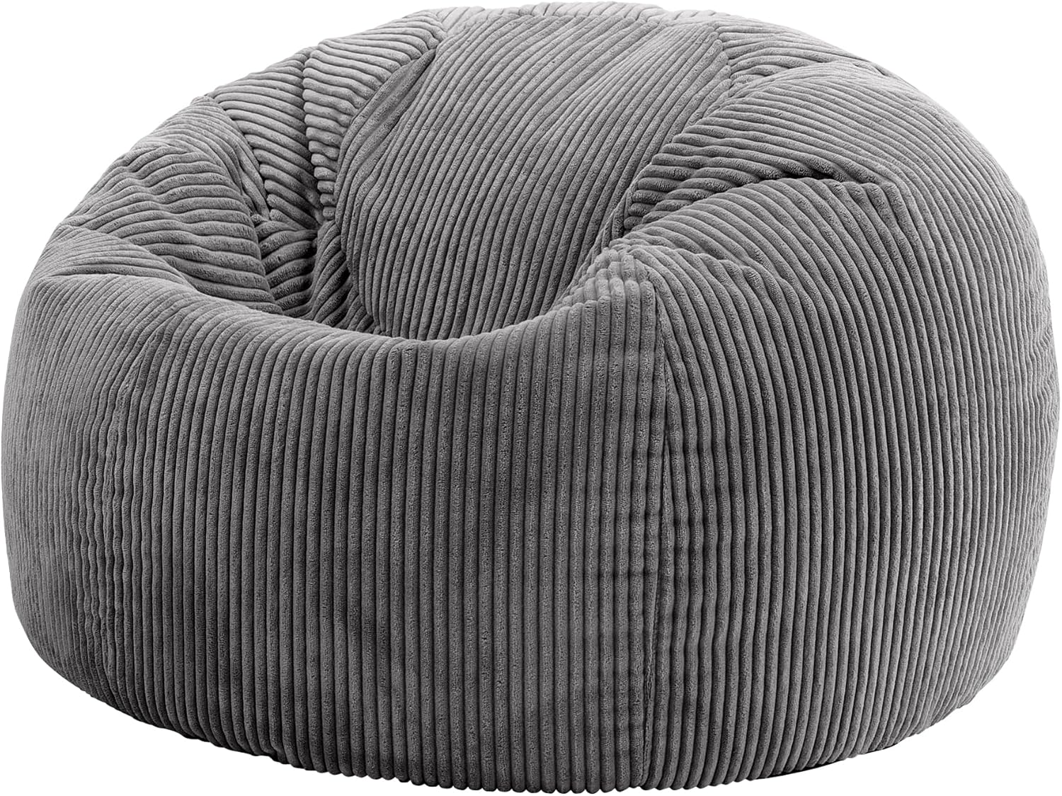 icon Kingston Cord Bean Bag, Charcoal Grey, Large Adult Bean Bag Chair with Filling Included, Comfy Chair, Living Room Furniture, Bedroom Furniture