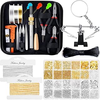 shynek Jewelry Making Kits for Adults, Jewelry Making Supplies Kit with Jewelry Making Tools, Earring Charms, Jewelry Wires, Jewelry Findings and Helping Hands for Jewelry Making and Repair