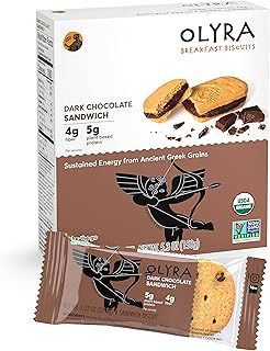 Olyra Organic Breakfast Biscuit Sandwiches | Dark Chocolate | Kids Healthy Snacks, Low-Sugar, High Fiber | 4 Count (Pack of 1)