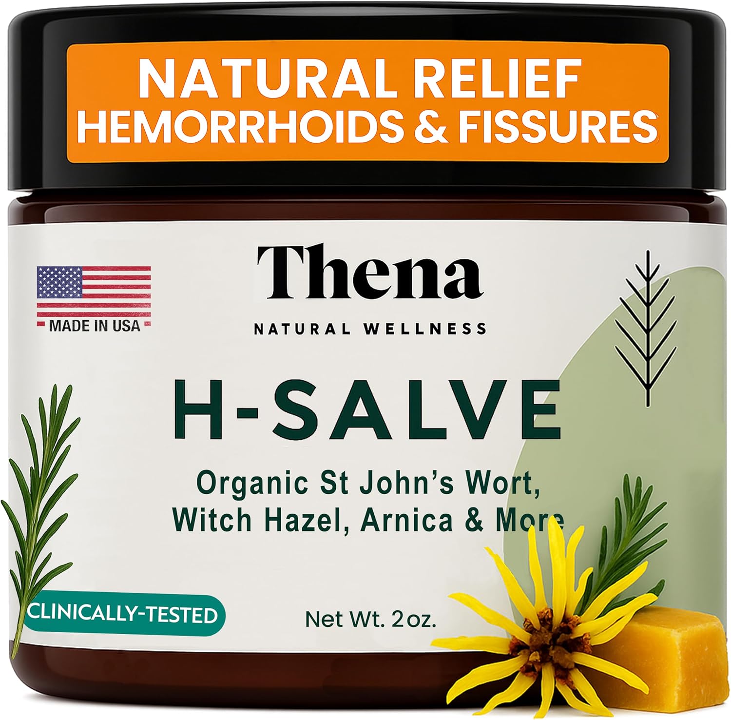 Intense Hemorrhoid Treatment Natural Hemorrhoid Relief Cream, Max Strength Herbal Anal Fissure Relief Ointment with Organic Witch Hazel for Postpartum Piles, Best with Thena Sitz Bath Soak, Women Men