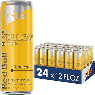 Red Bull Yellow Edition Energy Drink, Tropical, with 114mg Caffeine plus Taurine & B Vitamins, 12 Fl Oz, Pack of 24 Cans