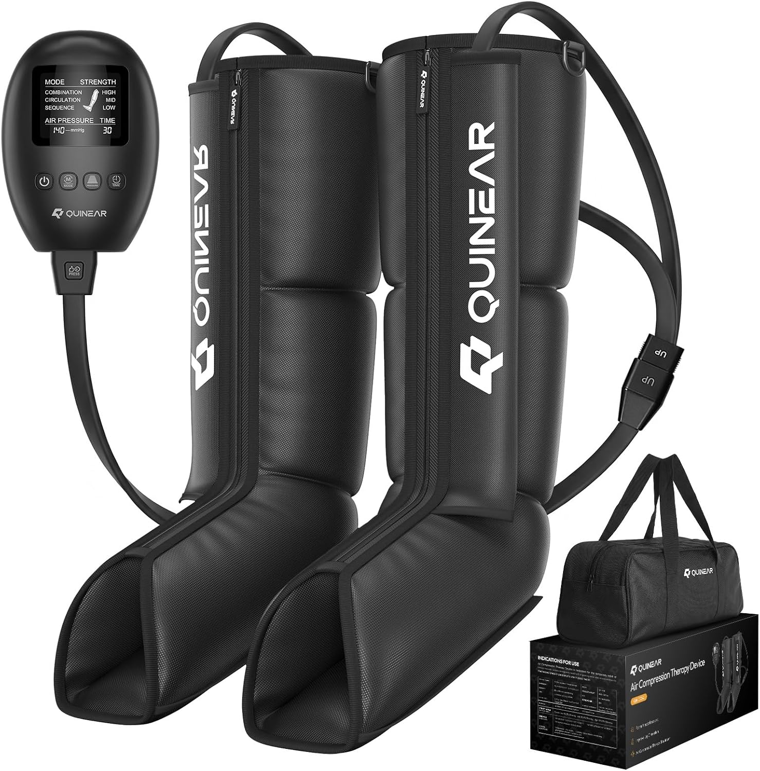 QUINEAR Leg Recovery System for Athletes, Air Compression Recovery Boots Massager for Circulation and Pain Relief - 9 Intensities 60-140 mmHg - FSA-HSA Eligible