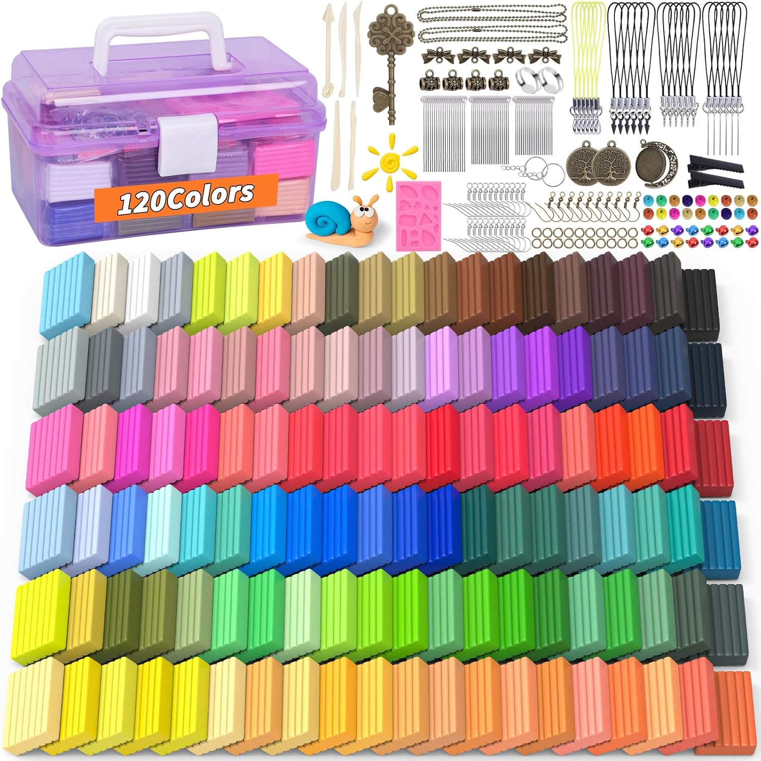 285 Pcs Polymer Clays 120 Colors Modeling Clay for Kids DIY Starter Kit Oven Baked Model Clay Non-Sticky Molding DIY Clay with Sculpting Tool and Accessories Craft Gifts for Children Beginner Artists