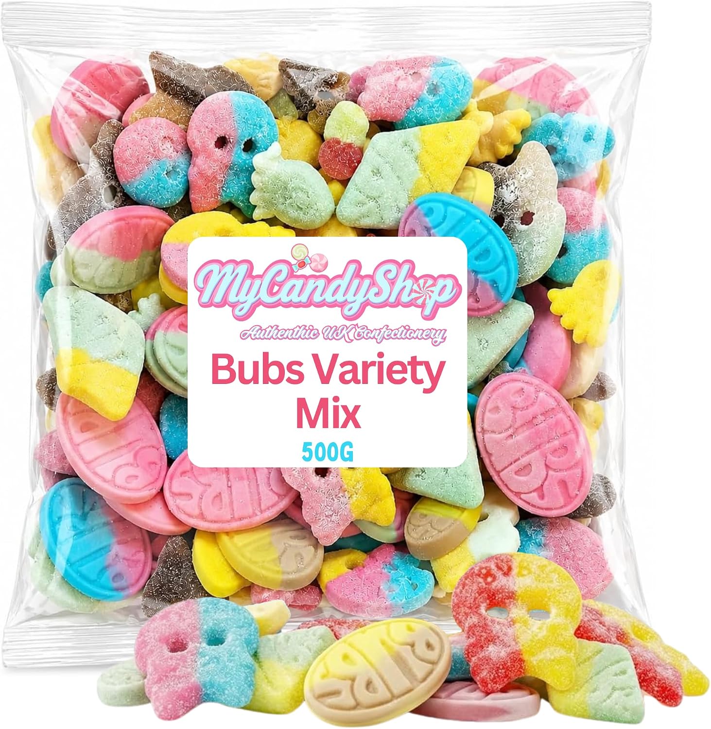 Bubs Swedish Candy Variety Mix, Vegan Sour & Gummy Assorted Sweets, 500g - Sweet Ratios May Vary