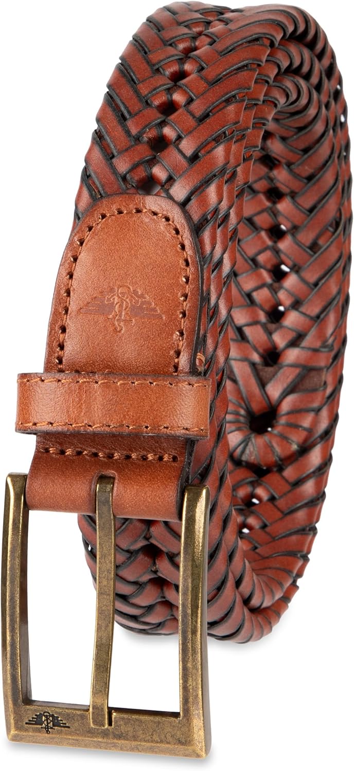 Dockers Men’s Leather Braided Fully Adjustable Belt