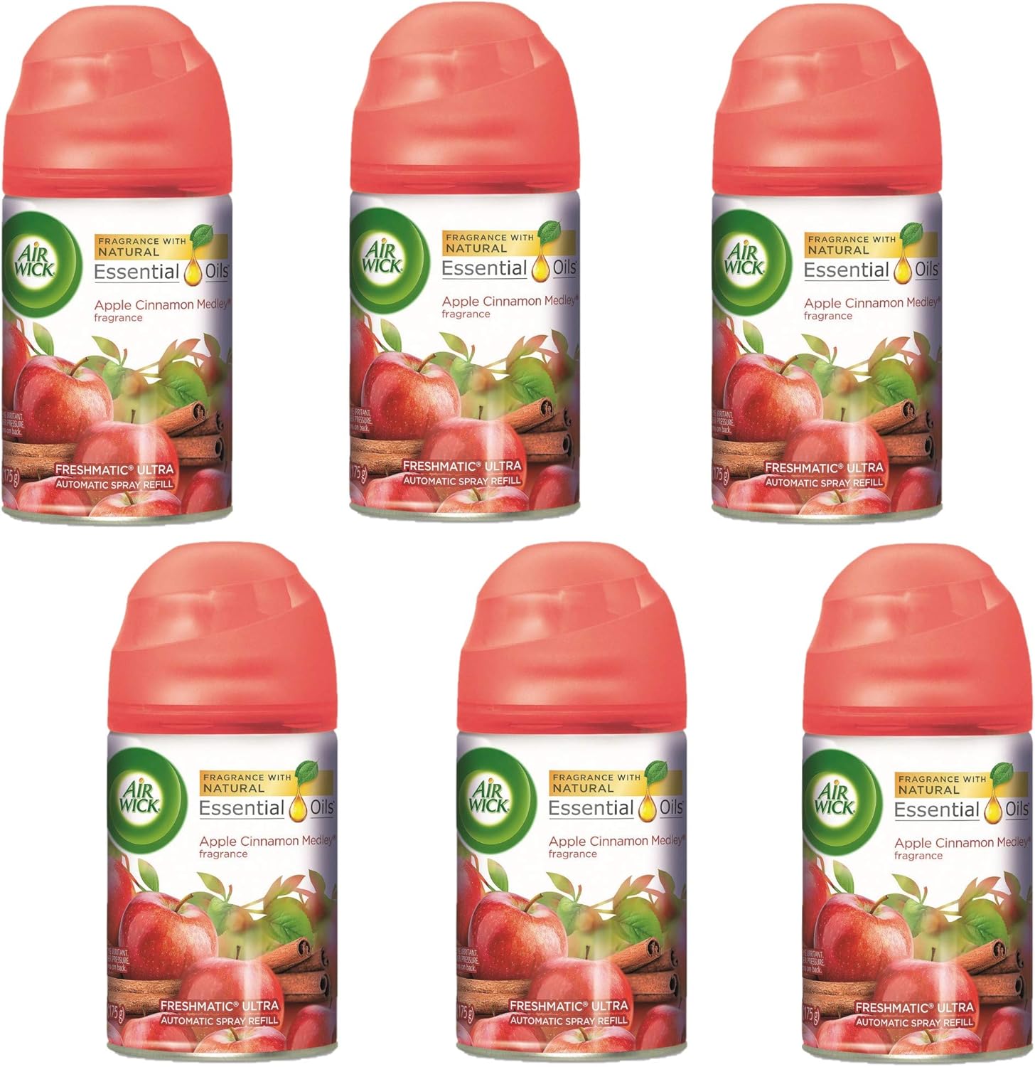Air Wick Freshmatic Automatic Spray Air Freshener, Apple Cinnamon Medley Scent, 1 Refill, 6.17 Ounce (Pack of 6)