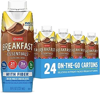 Carnation Breakfast Essentials Ready to Drink with Fiber, Rich Milk Chocolate, 8 FL OZ Carton (Pack of 24) (Packaging May Vary)