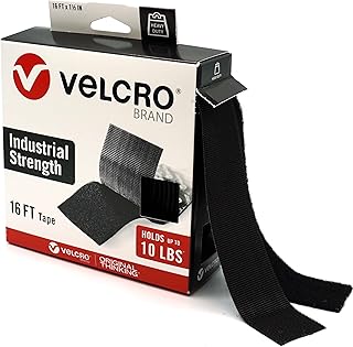 VELCRO Brand Heavy Duty Tape | 16 Foot Roll | Strong Sticky Back Adhesive Holds up to 10 lbs | Industrial Strength Fasteners for Indoor or Outdoor Use | 1-1/2in Width, Black (VEL-30838-USA)