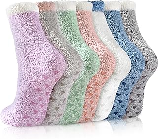 Premillow Slipper Socks for Women - Fuzzy Socks for Women, Non Slip Socks Women Hospital Socks with Grips Cozy Socks Sleep Socks Winter Soft Fluffy Sock
